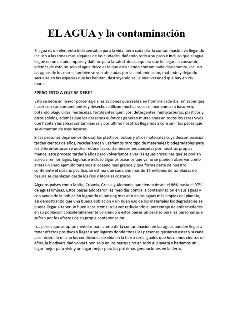 EL AGUA y La Contaminación | PDF | Contaminación | Agua