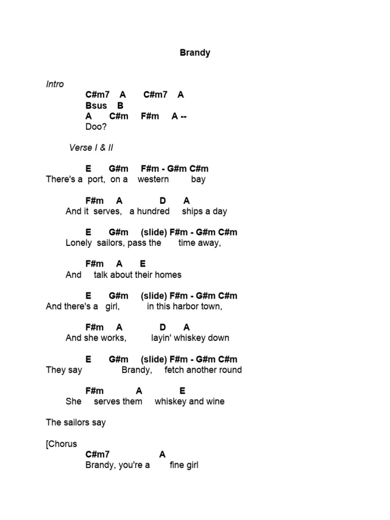 Brandy Lyrics and Chords PDF