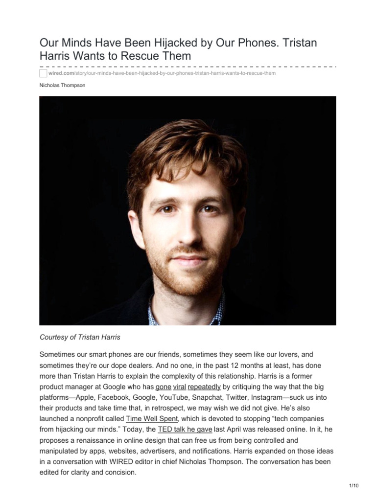 Our Minds Have Been Hijacked By Our Phones Tristan Harris Wants To