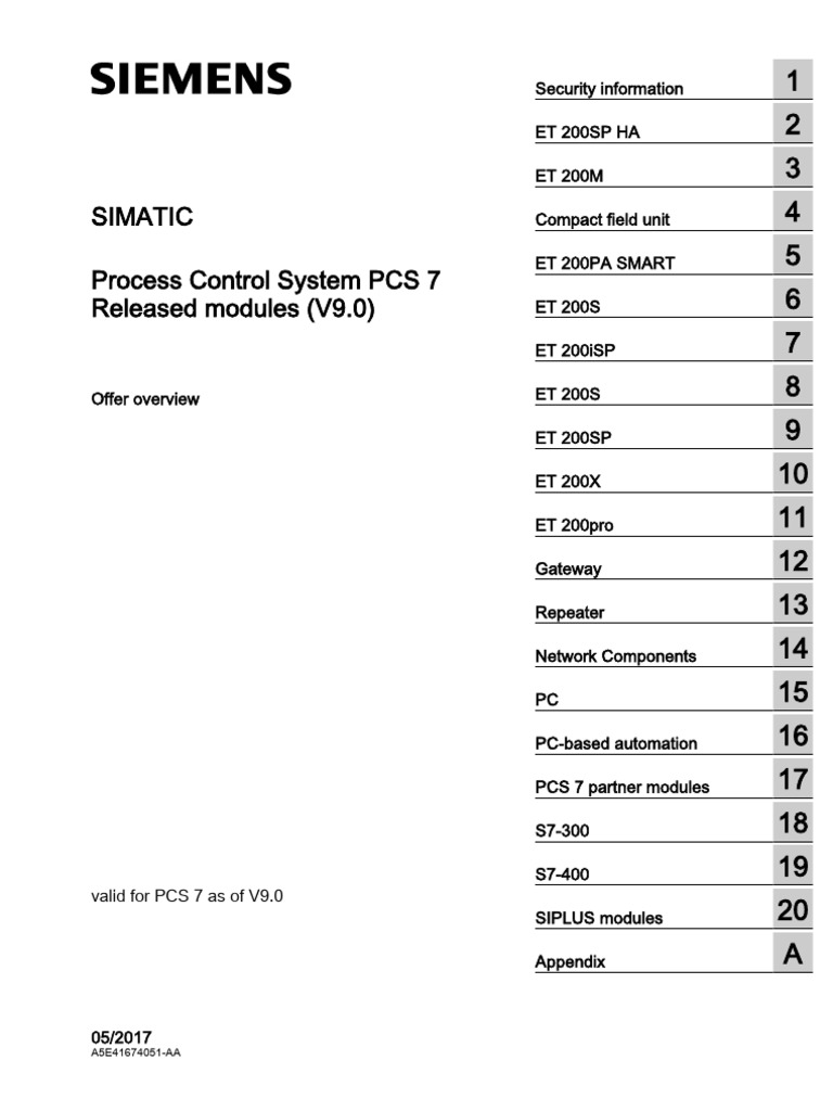 PCS 7 V9.0 Released Modules - Catalog Overview - 05 - 2017 | PDF ...