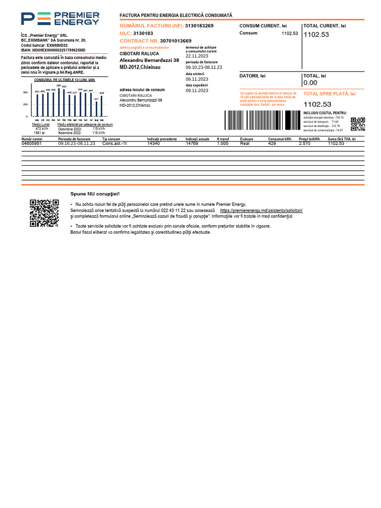 Moldova Utility Bill Energy | PDF