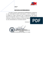 Constancia de Permanencia Dirección de Prevención y Solución de Conflictos