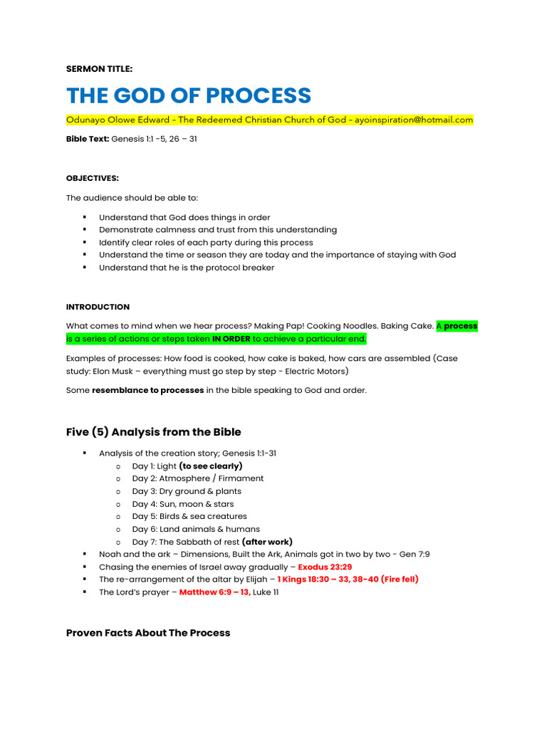 The God of Process: Trusting His Plan | PDF | Book Of Genesis | Genesis ...
