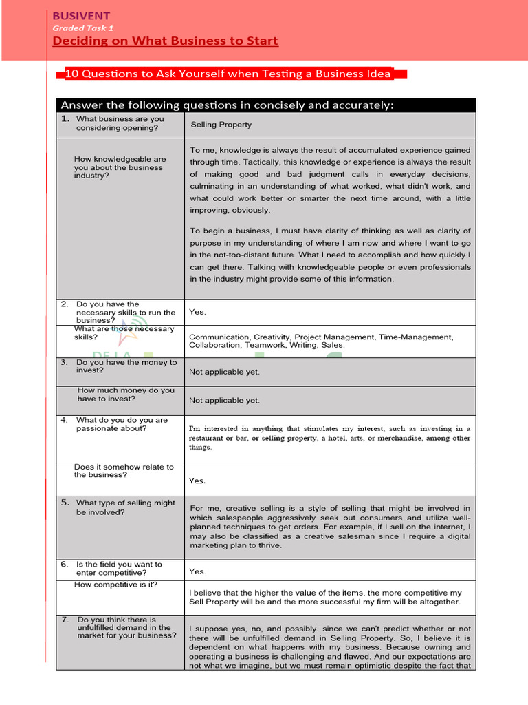 Business Idea Pdf Sales Business