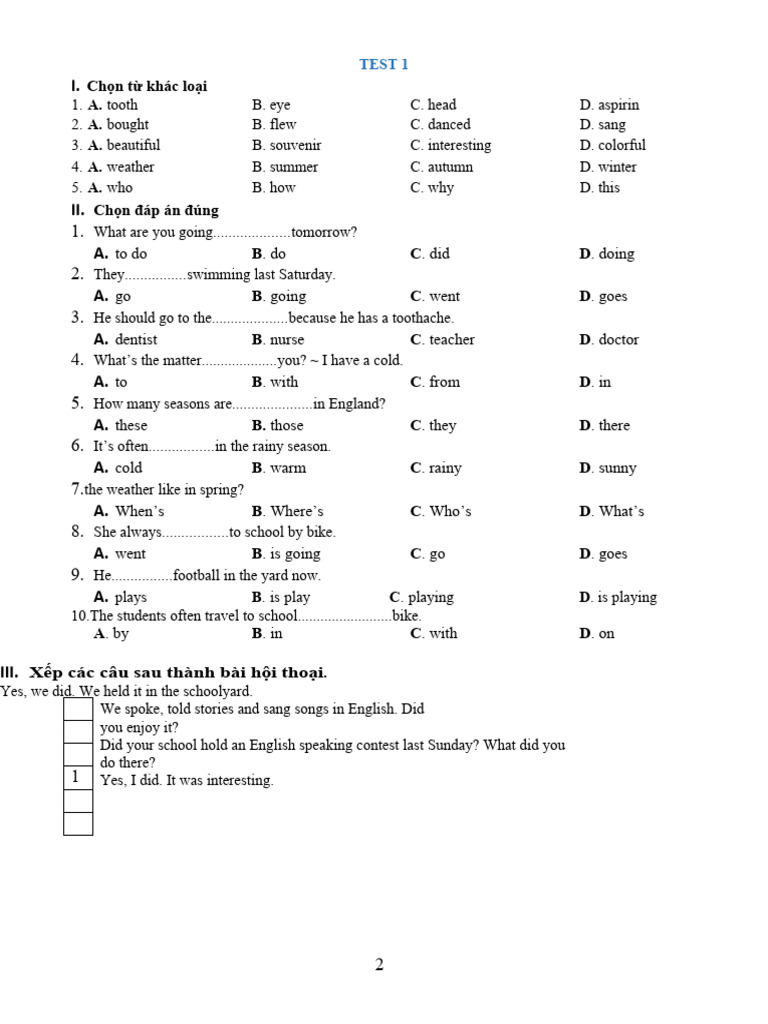 16 de On Thi Hoc Ky 2 Mon Tieng Anh Lop 5 | PDF | Vietnam