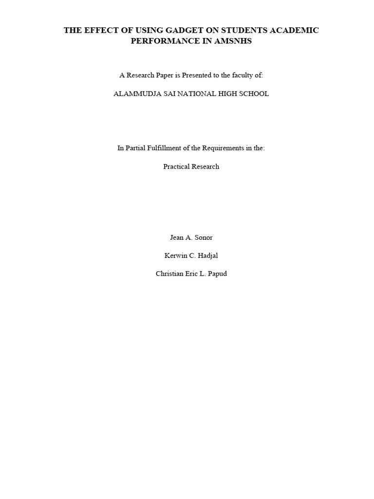 Impact of Gadgets on Student Performance | PDF | Survey Methodology ...