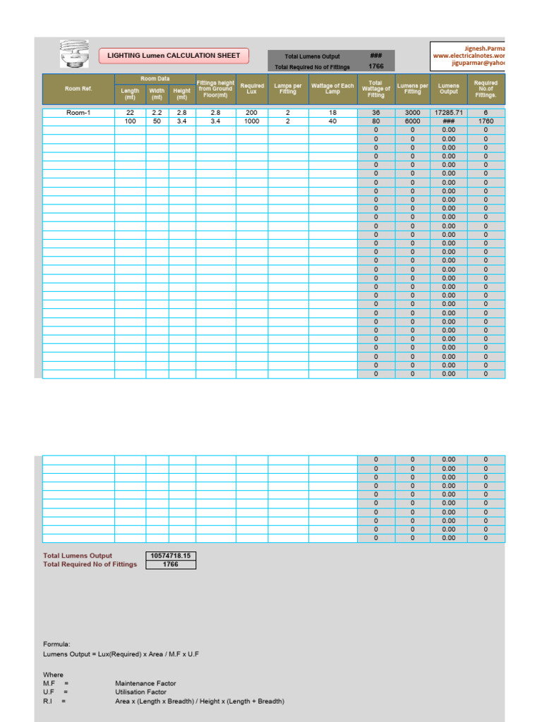Lighting Lumen Calculation (22.8.12) | PDF | Lighting | Quantity