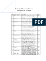 Daftar Spesifikasi Bahan Makanan