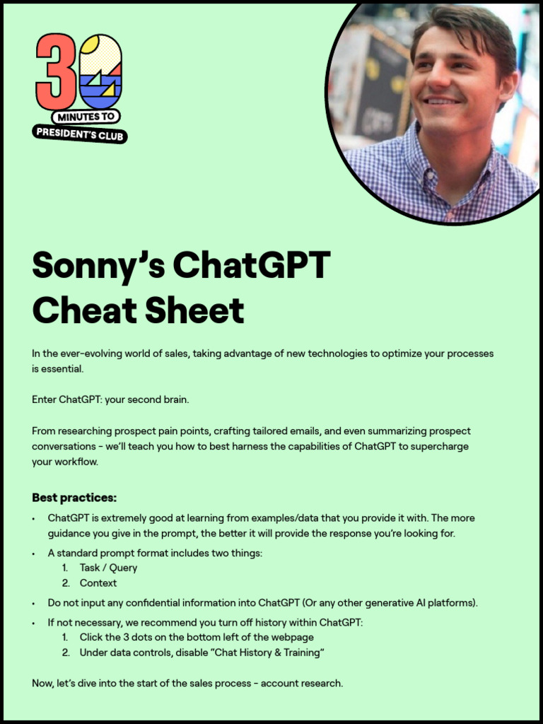 Sonny Rounds ChatGPT Cheat Sheet | PDF | Business Process | Marketing