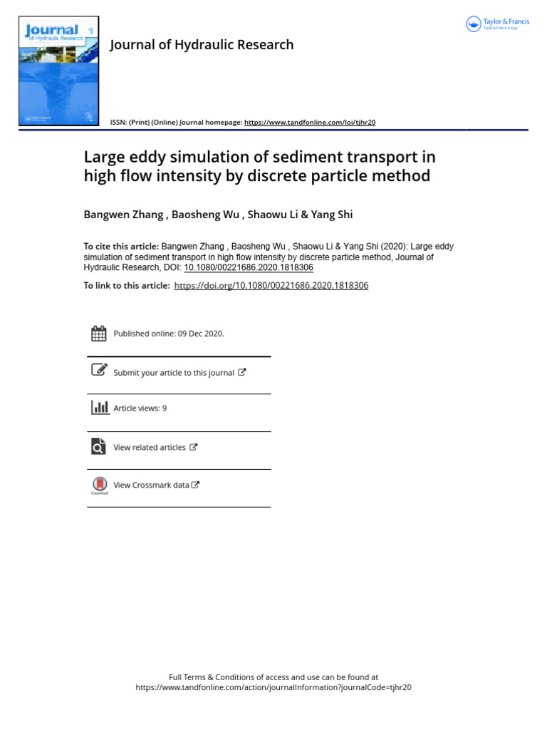 Large Eddy Simulation of Sediment Transport in High Flow Intensity by ...