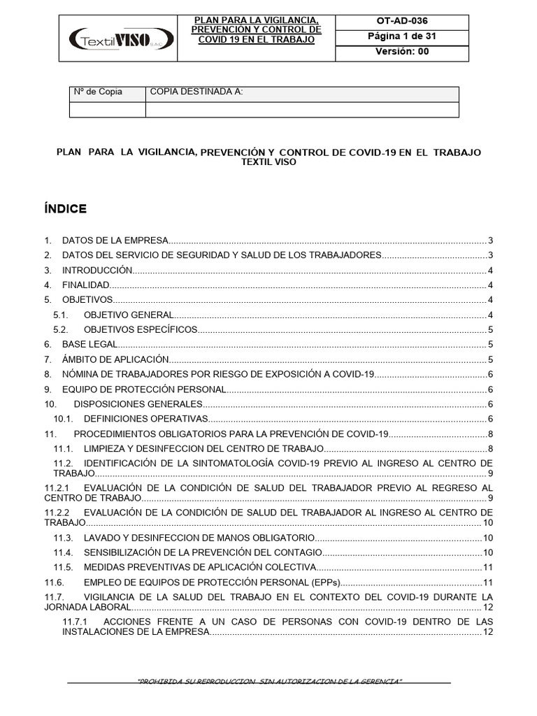 T Viso Plan para La Vigilancia Prevención y Control de Covid-19 en El ...