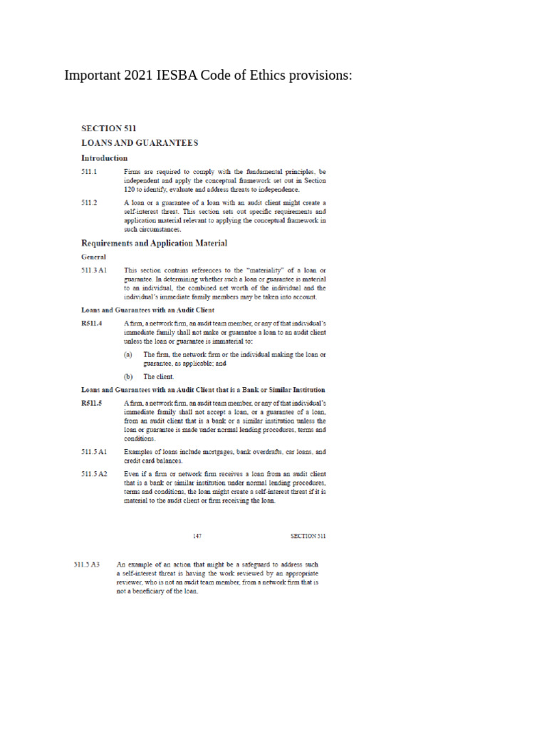 IESBA Code of Ethics Exam Guide | PDF | Internal Control | Financial Audit