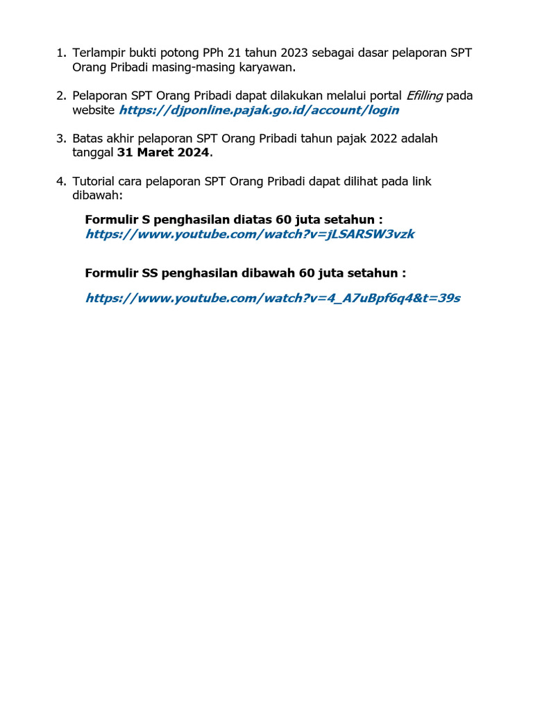 Tutorial pengisian spt 1770 s melalui e filling 2023 pdf
