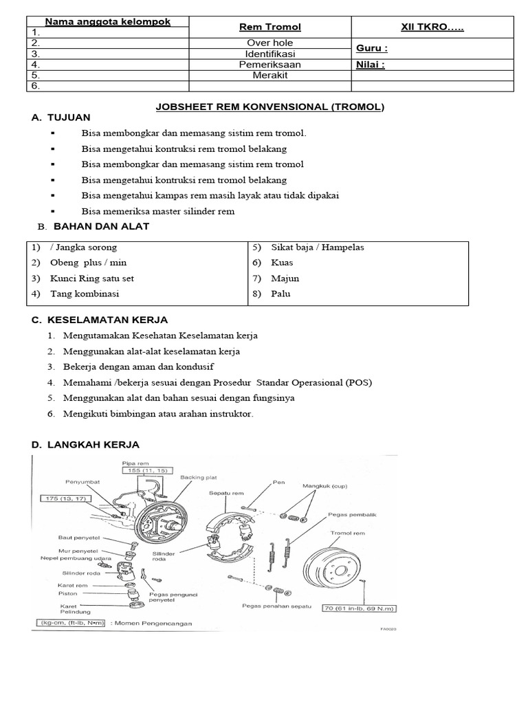 JOB SHEET REM Tromol PDF