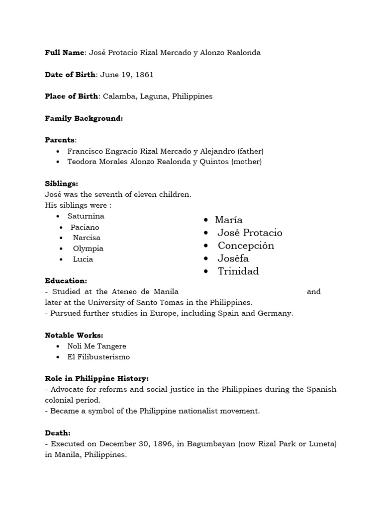 José Rizal: Life and Legacy | PDF | Philippines