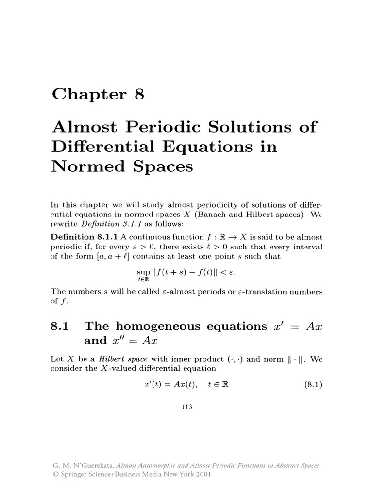 Almost Periodic Solutions of Differential Equations Normed Spaces PDF Banach Space