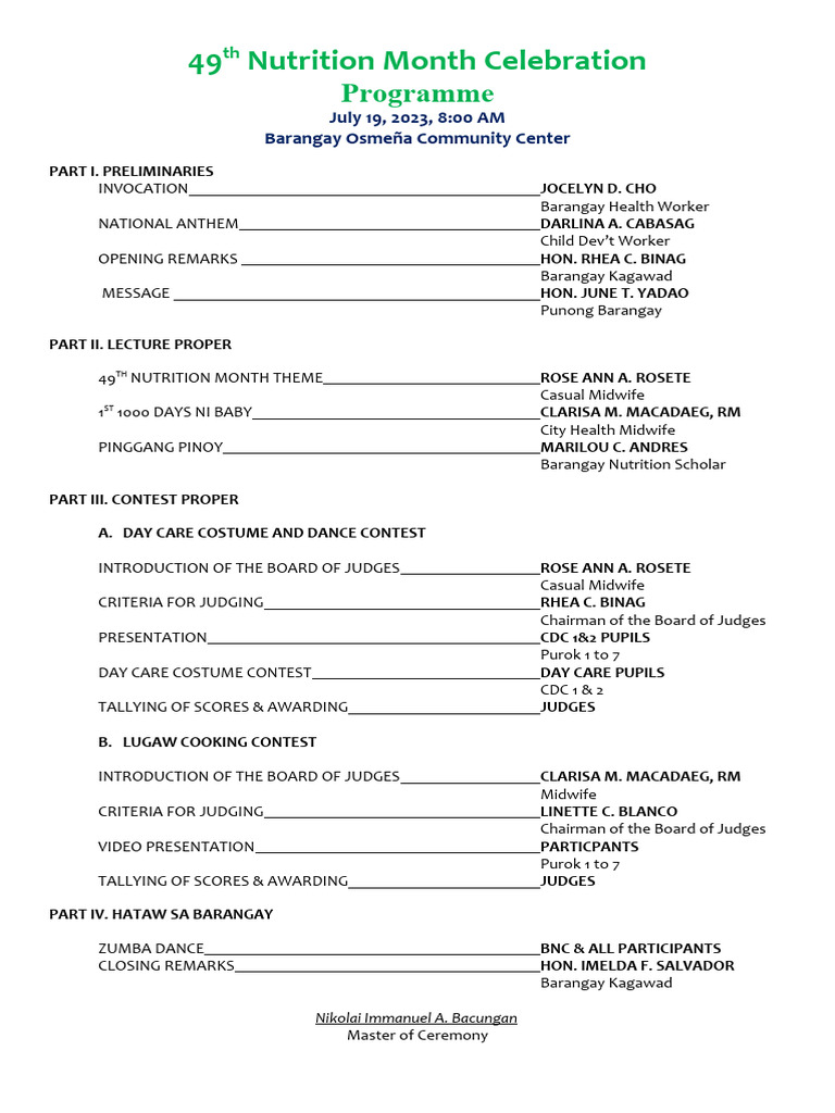 49th Nutrition Month Programme Download Free Pdf Cooking Food And