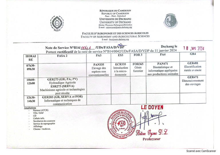 rectification planning examens PDF