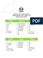 Jadwal Mata Pelajaran