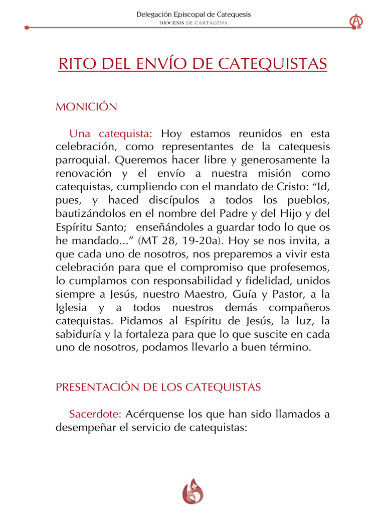Rito Del Envío de Los Catequistas | PDF