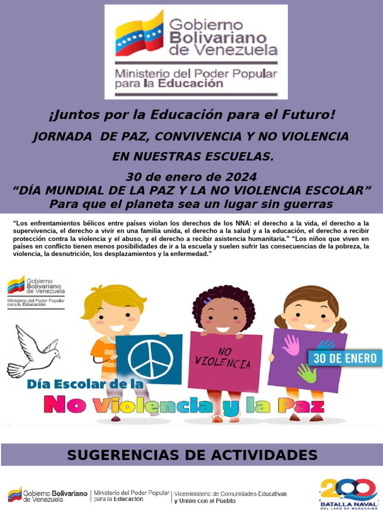 Orientación Semana de Paz 2024 PDF Violencia Paz