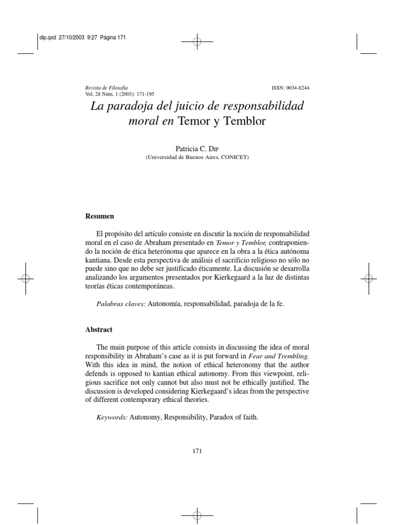 Temor y Temblor Kiekkegard PDF Søren Kierkegaard Moralidad