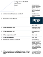 Week 1 Tooth Morphology Review Q's - CH 1