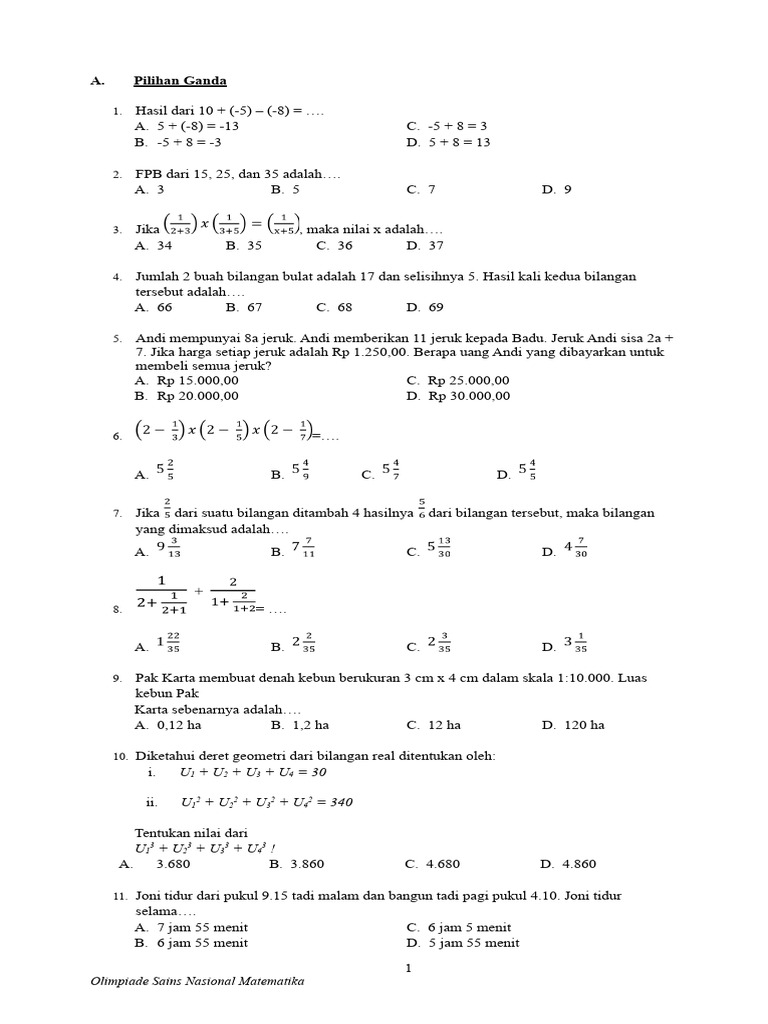 Soal OSN 2023 Paket 1 | PDF