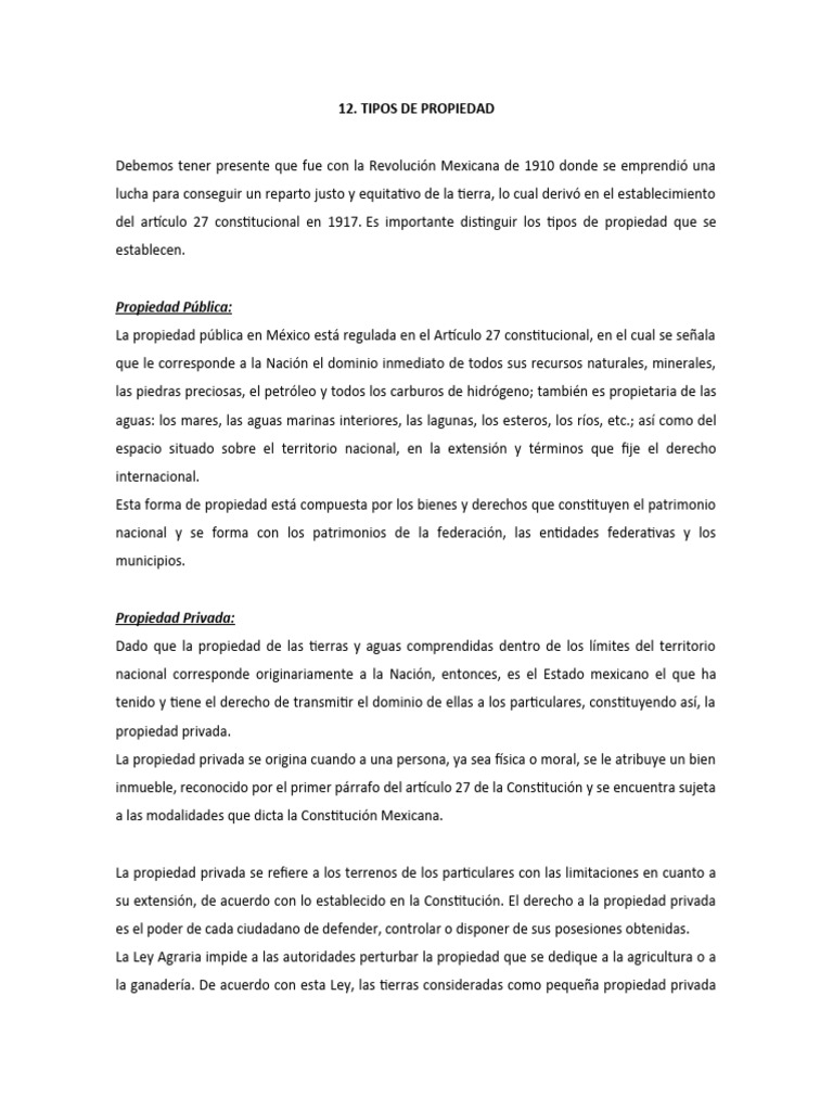 Tipos de Propiedad | PDF | Propiedad | Agricultura