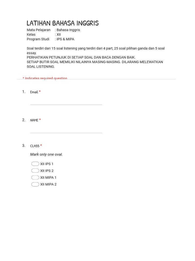 English to google forms pdf