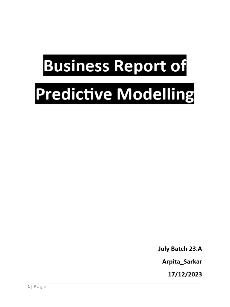 Predictive Modelling Business Report | PDF | Regression Analysis ...