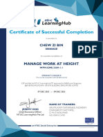 Certificate of Successful Completion: Manage Work at Height