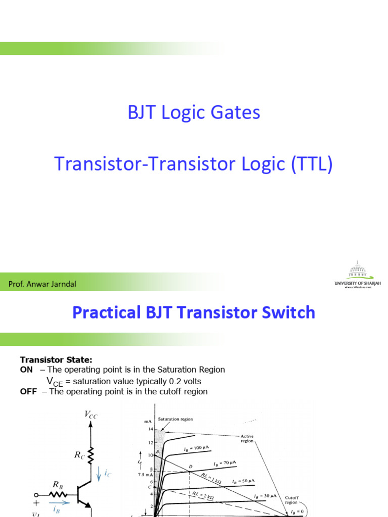 L12 BJT Logic Gates PDF Logic Gate Bipolar Junction Transistor