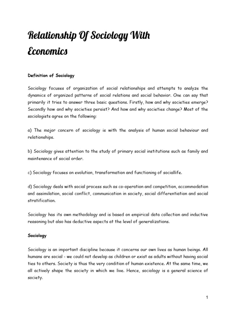 Economics and Sociology | PDF | Sociology | Economics