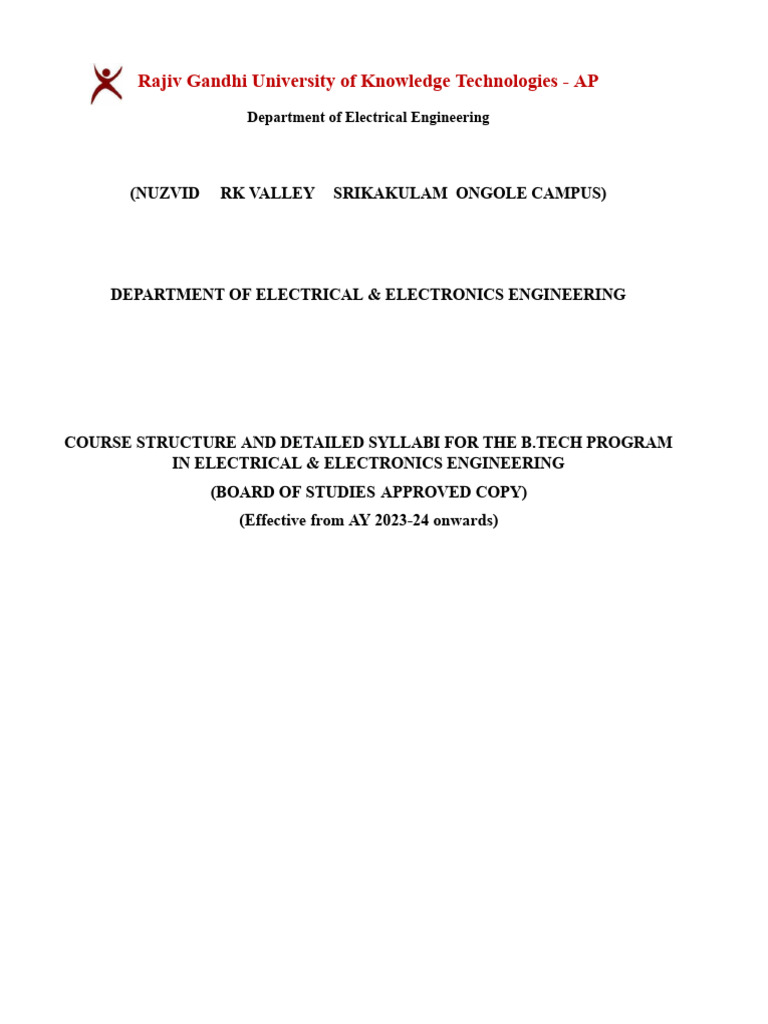 B.Tech EEE Syllabus Overview | PDF | Technology & Engineering