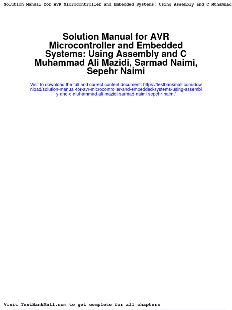 Solution Manual For AVR Microcontroller and Embedded Systems: Using ...