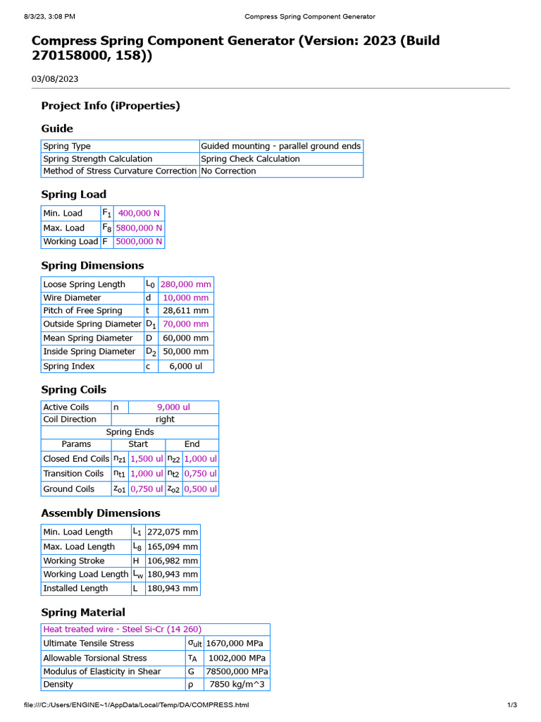 Compress Spring Component Generator 2 | PDF | Stress (Mechanics ...