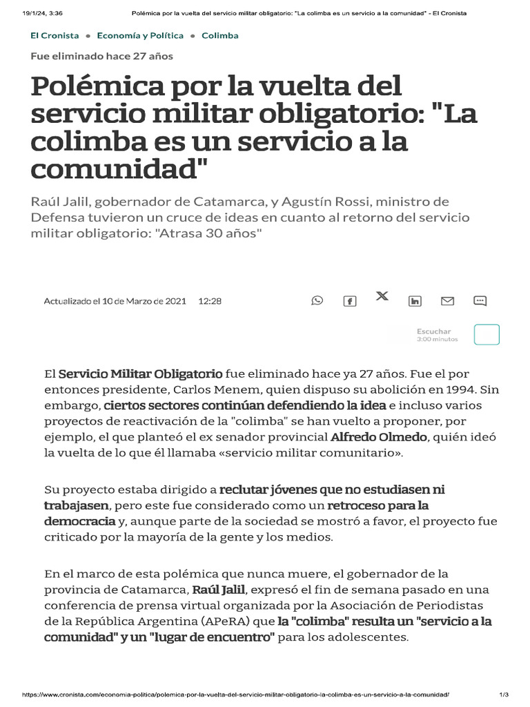 Polémica Por La Vuelta Del Servicio Militar Obligatorio La Colimba Es ...