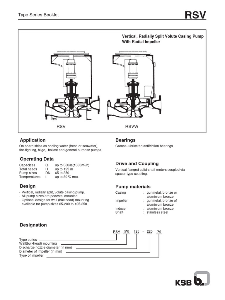 RSV Series Booklet PDF Pump Bearing (Mechanical)
