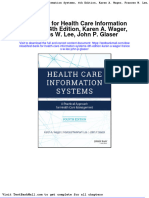 Full Download Test Bank For Health Care Information Systems 4th Edition Karen A Wager Frances W Lee John P Glaser PDF Full Chapter