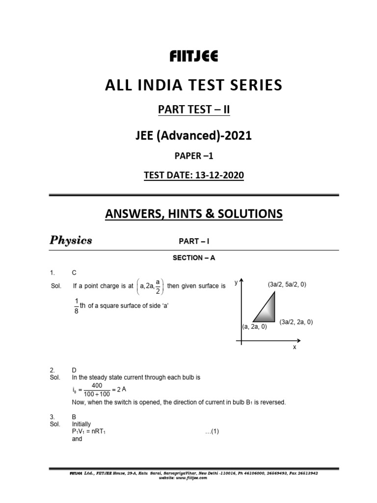 Aits 2021 pt ii jeea paper 1 sol pdf chemical substances chemistry