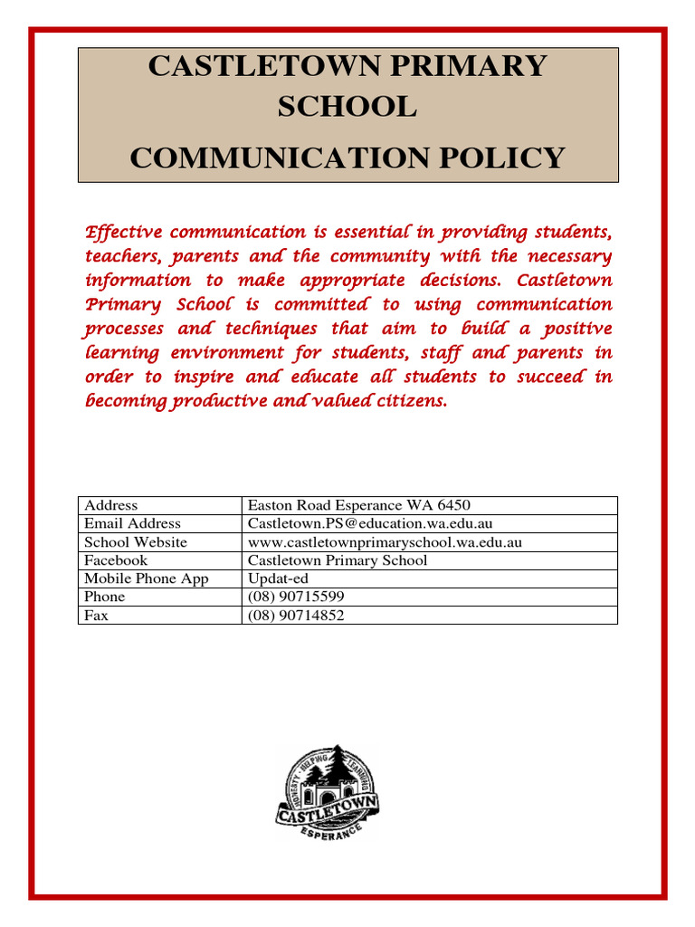 Castletown Primary School Communication Policy | PDF | Strategic ...