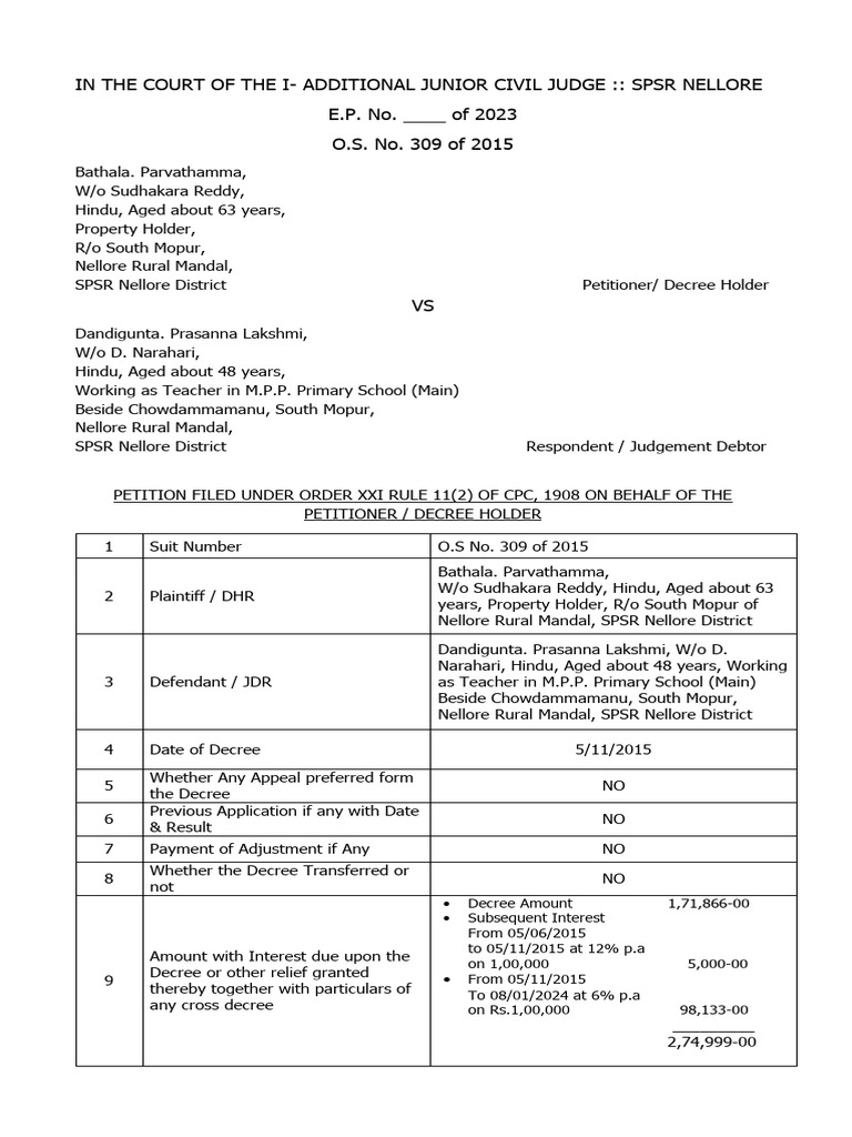 Salary Attachment Petition for Decree | PDF | Judgment (Law) | Lawsuit