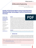 Quality of 3D Printed Objects Using Fused Deposition Modeling (FDM) Technology in Terms of Dimensional Accuracy