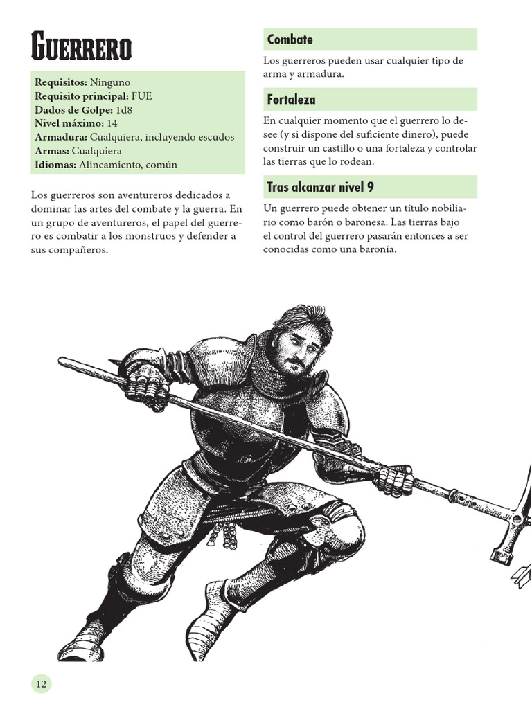 Guerrero en D&D 5E: Combate y Progresión | PDF