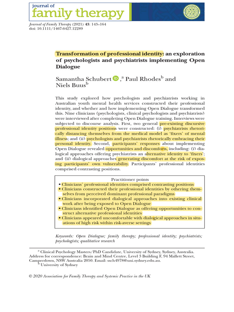 Transformation of Professional Identity - An Exploration of ...