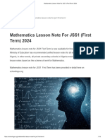 Mathematics Lesson Note For JSS1 (First Term) 2024