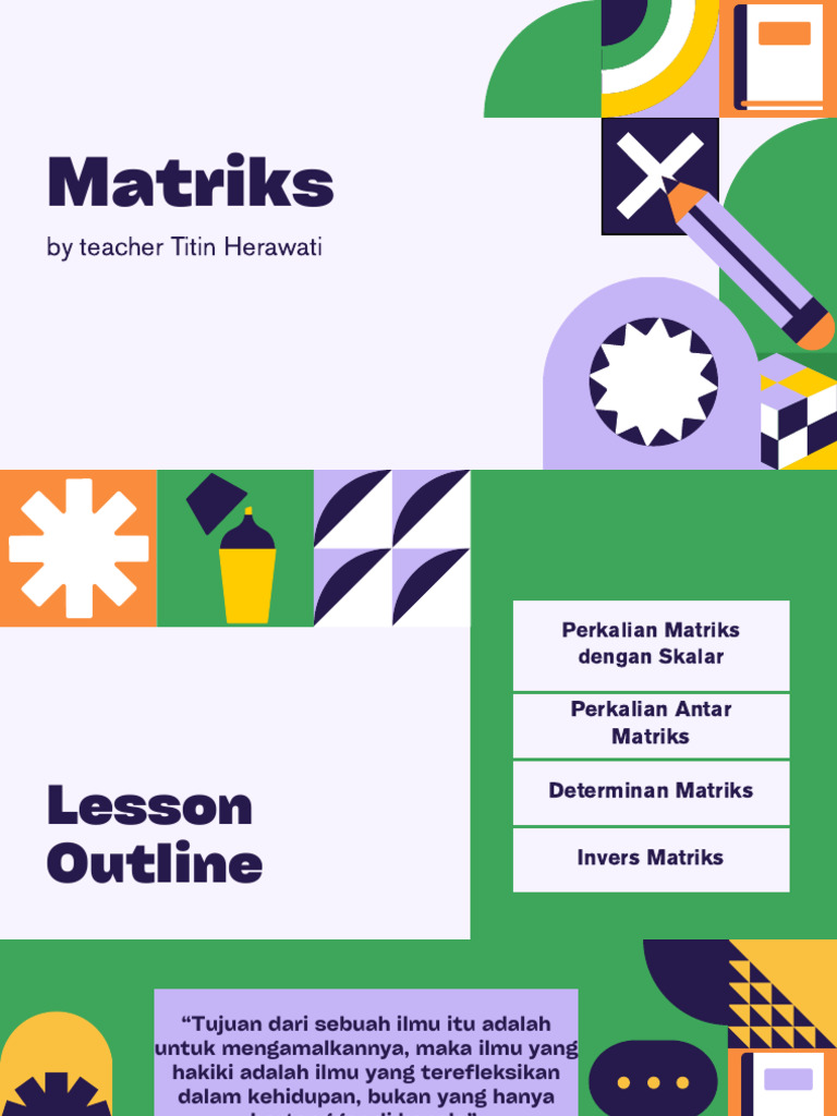 Operasi Matriks: Determinan & Invers | PDF | Metode & Bahan Ajar