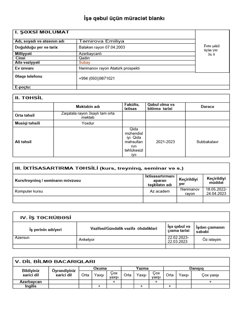 .Az CV 1 Kopyasıı | PDF