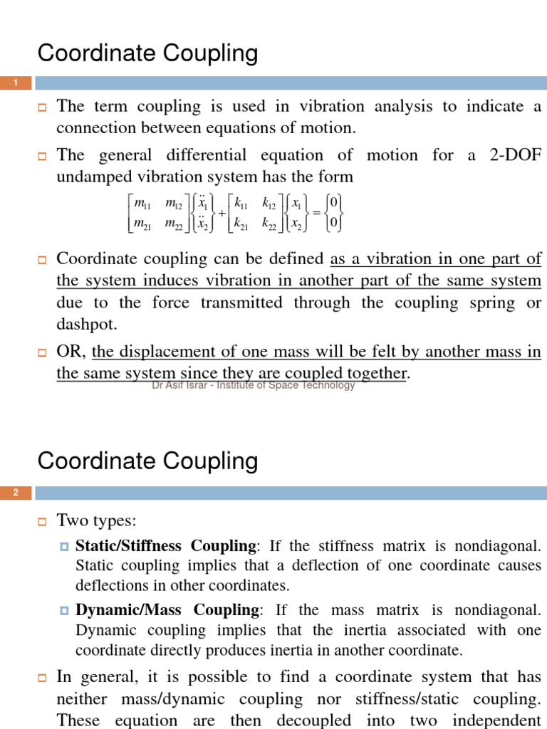 Coordinate Coupling in Vibration Analysis | PDF | Oscillation